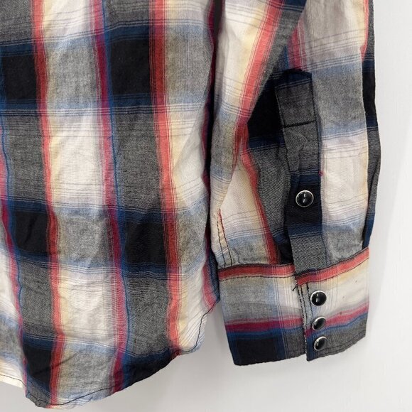 Roper Men's Large Ombre Plaid Long Sleeve Snap Western Black Shirt Size S - Picture 5 of 8